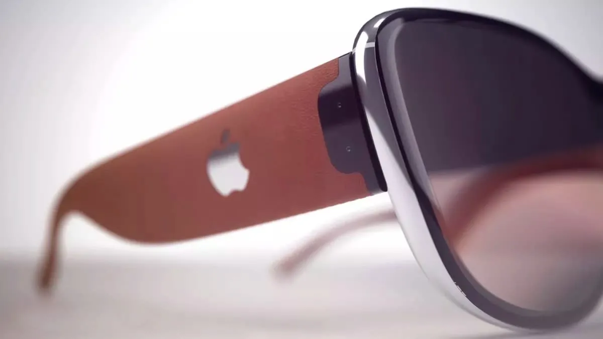 Concept render of Apple smart glasses with the Apple logo on the arm