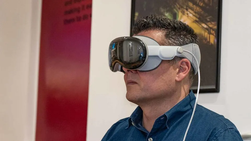 Man wearing the Apple Vision Pro headset